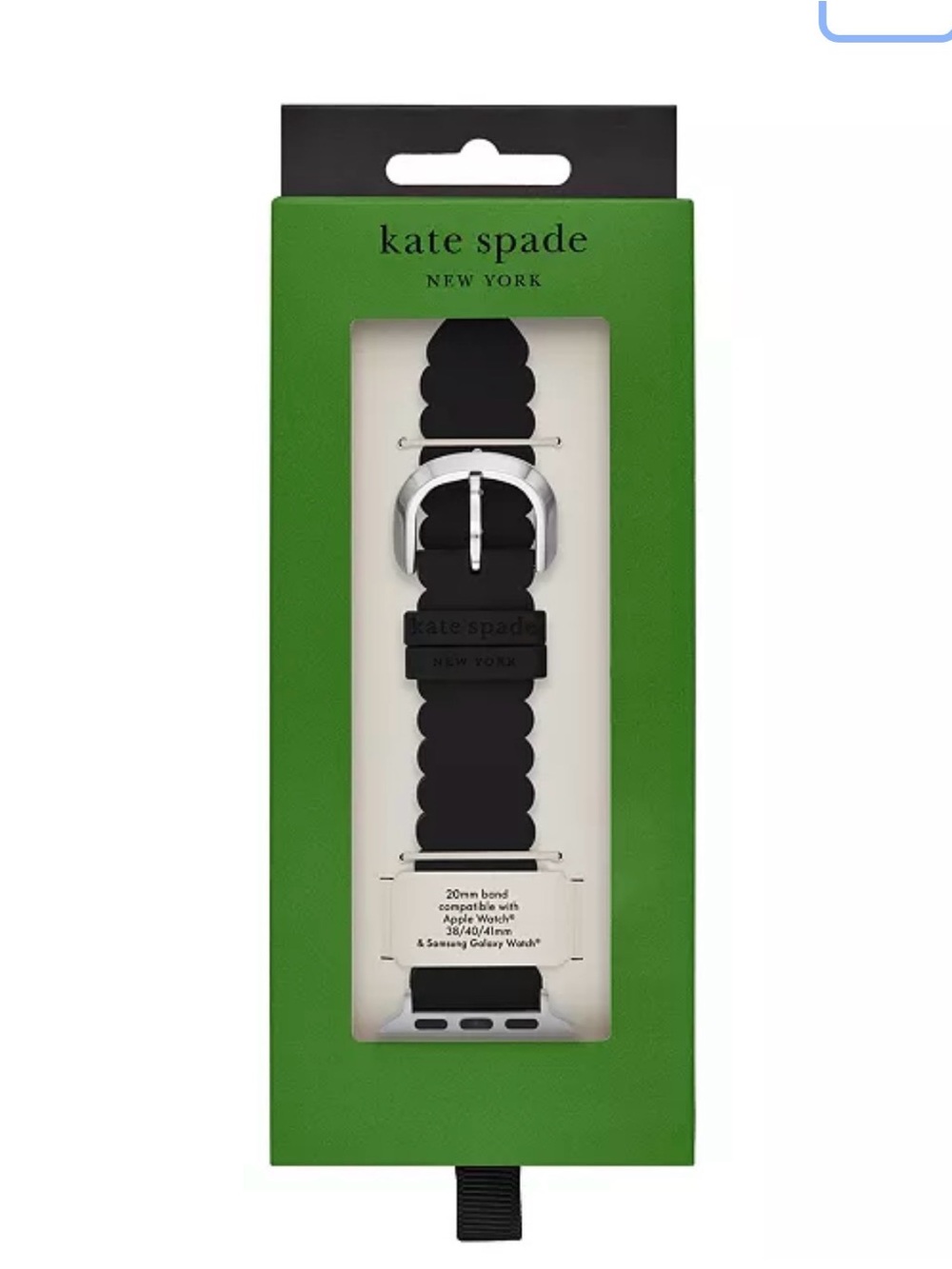 kate spade black scalloped leather watch band 20 mm Apple Watch and Samsung